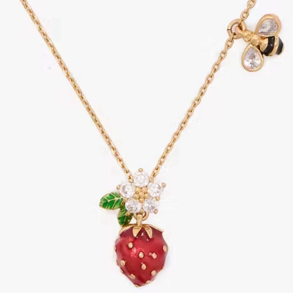 Kate Spade "Strawberry Fields" Gold Plated necklace with Bee & Strawberry - NWT